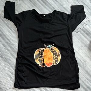 Black maternity Halloween Pumpkin Top